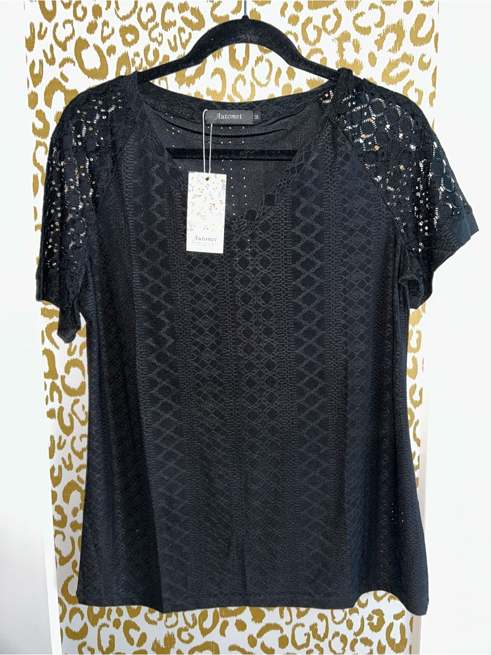 Automet Black Lace Short-Sleeve Tee